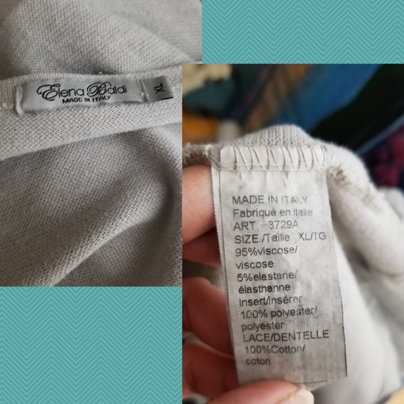 Elena Baldi Ivory Knit Open Front Cardigan w/ Lace Trim - Picture 5 of 5